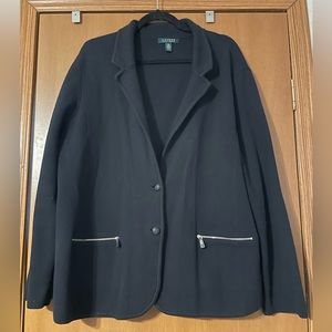 Ralph Lauren 3X Navy Blue Cotton Blazer
